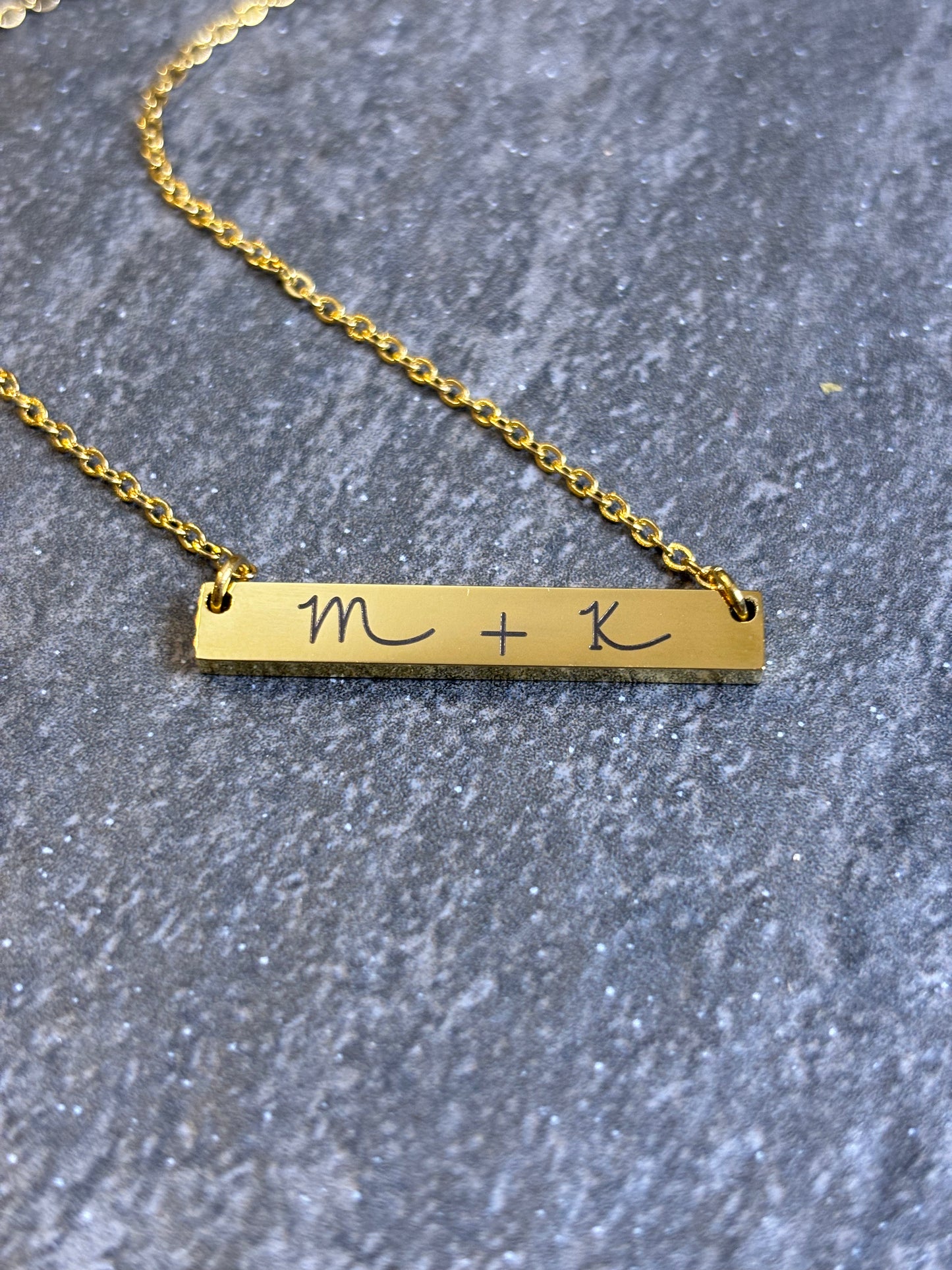 Personalized Necklace, Horizontal Bar, Stainless Steel