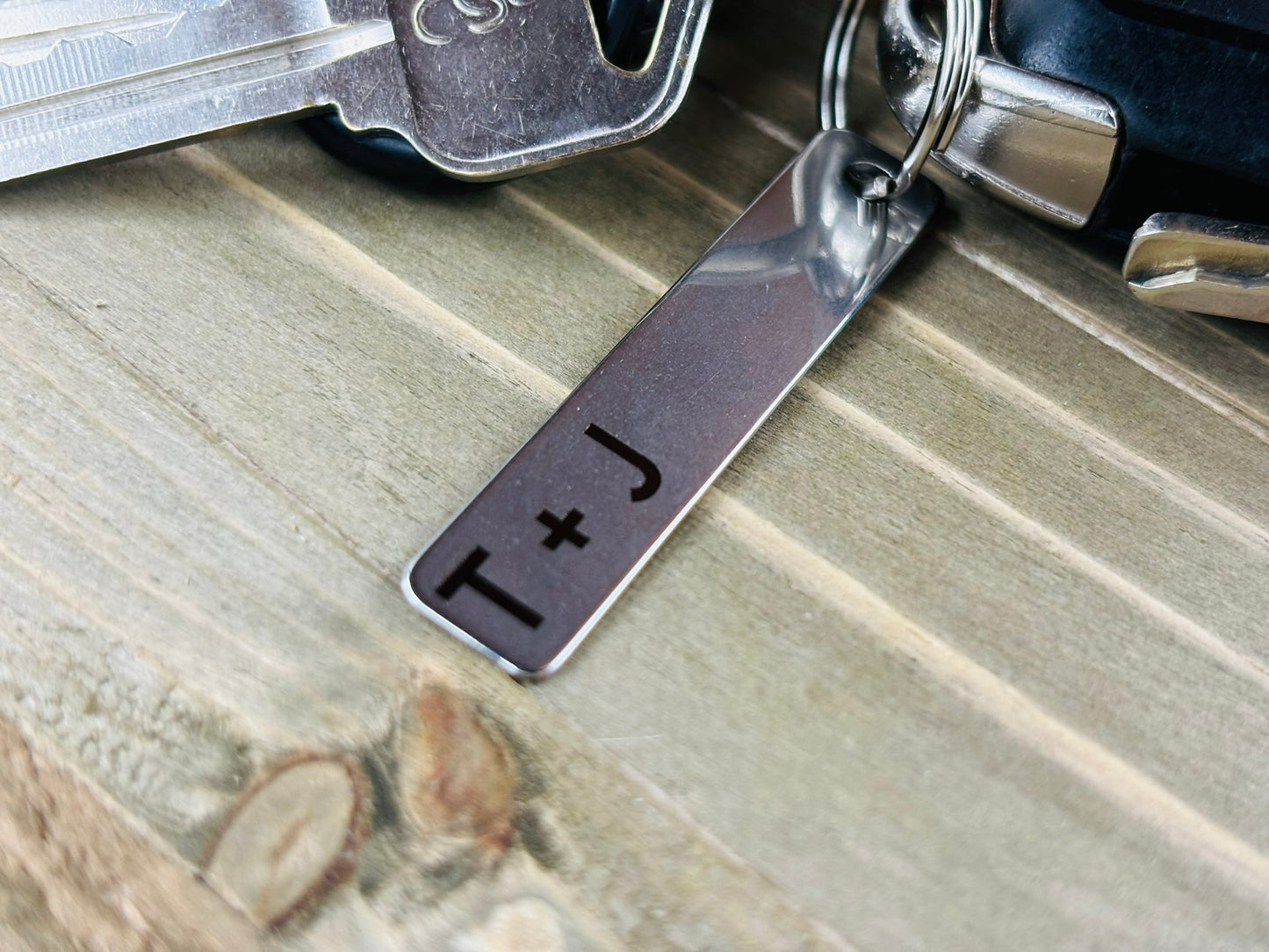Personalized Keychain, Stainless Steel Flat 2 sides