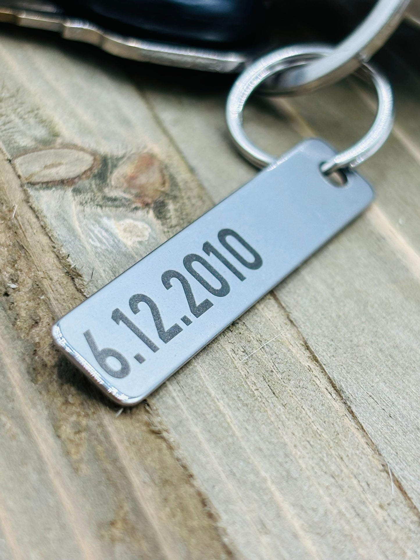 Personalized Keychain, Stainless Steel Flat 2 sides