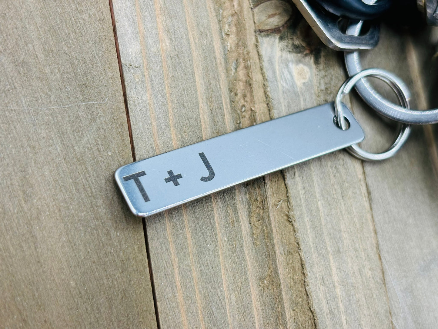 Personalized Keychain, Stainless Steel Flat 2 sides