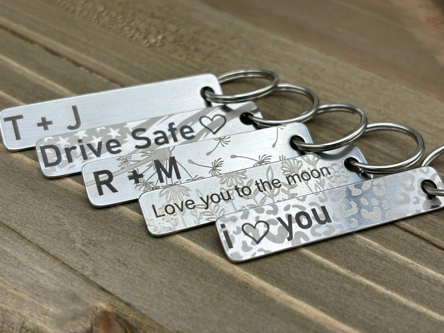 Personalized Keychain, Stainless Steel Flat 2 sides