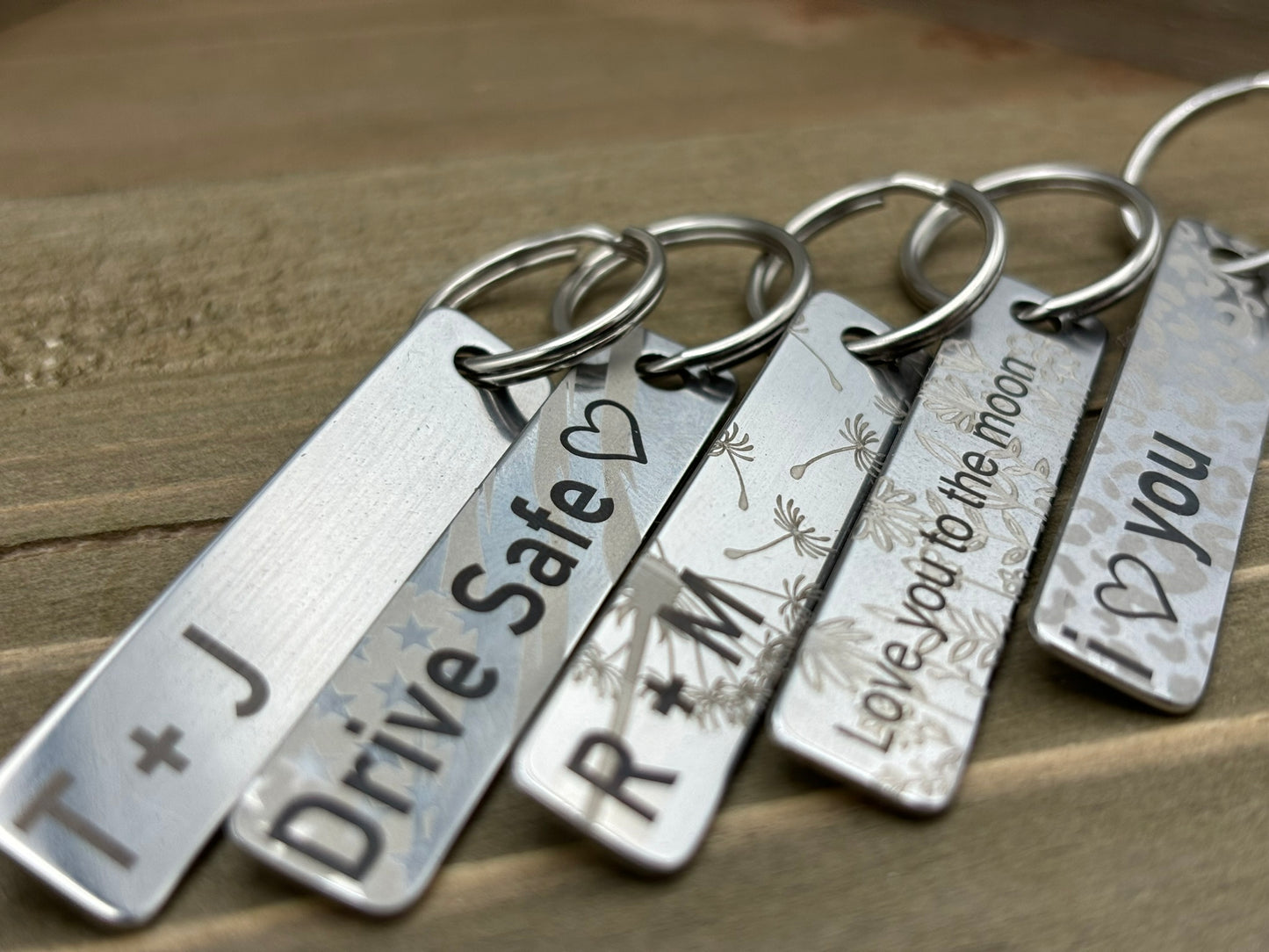 Personalized Keychain, Stainless Steel Flat 2 sides