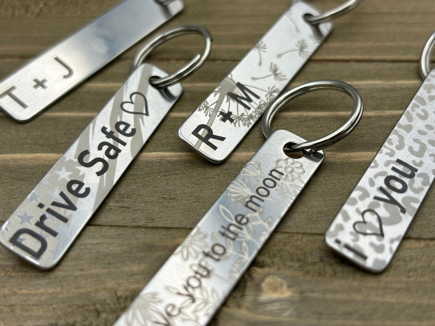 Personalized Keychain, Stainless Steel Flat 2 sides