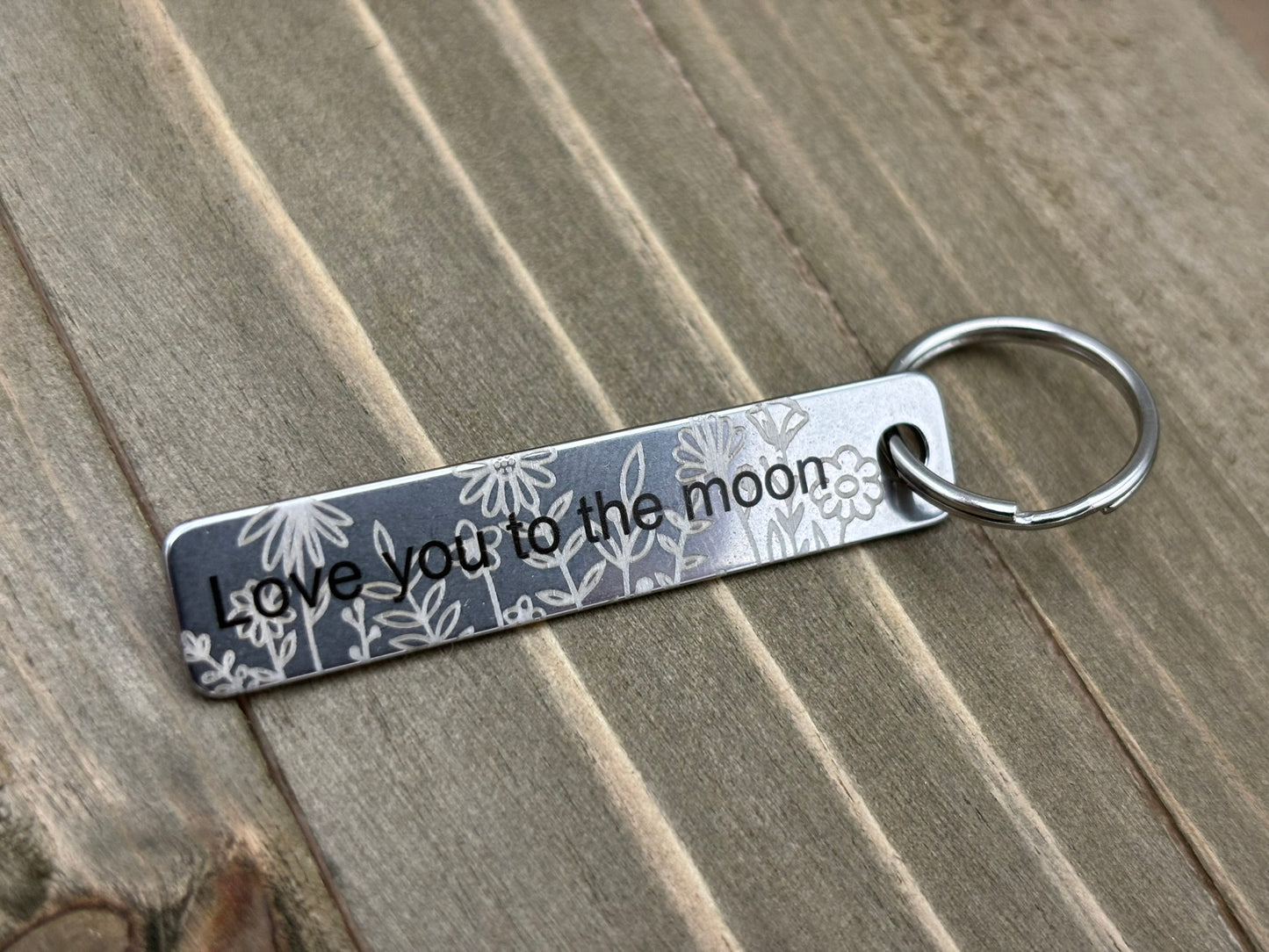 Personalized Keychain, Stainless Steel Flat 2 sides