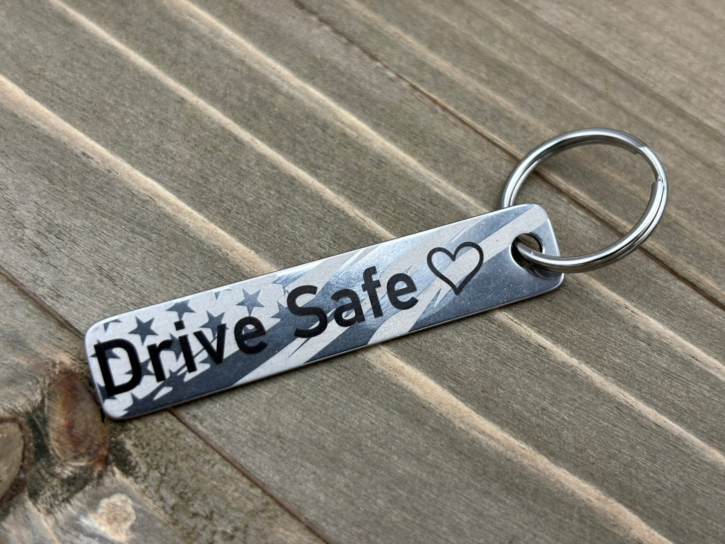 Personalized Keychain, Stainless Steel Flat 2 sides
