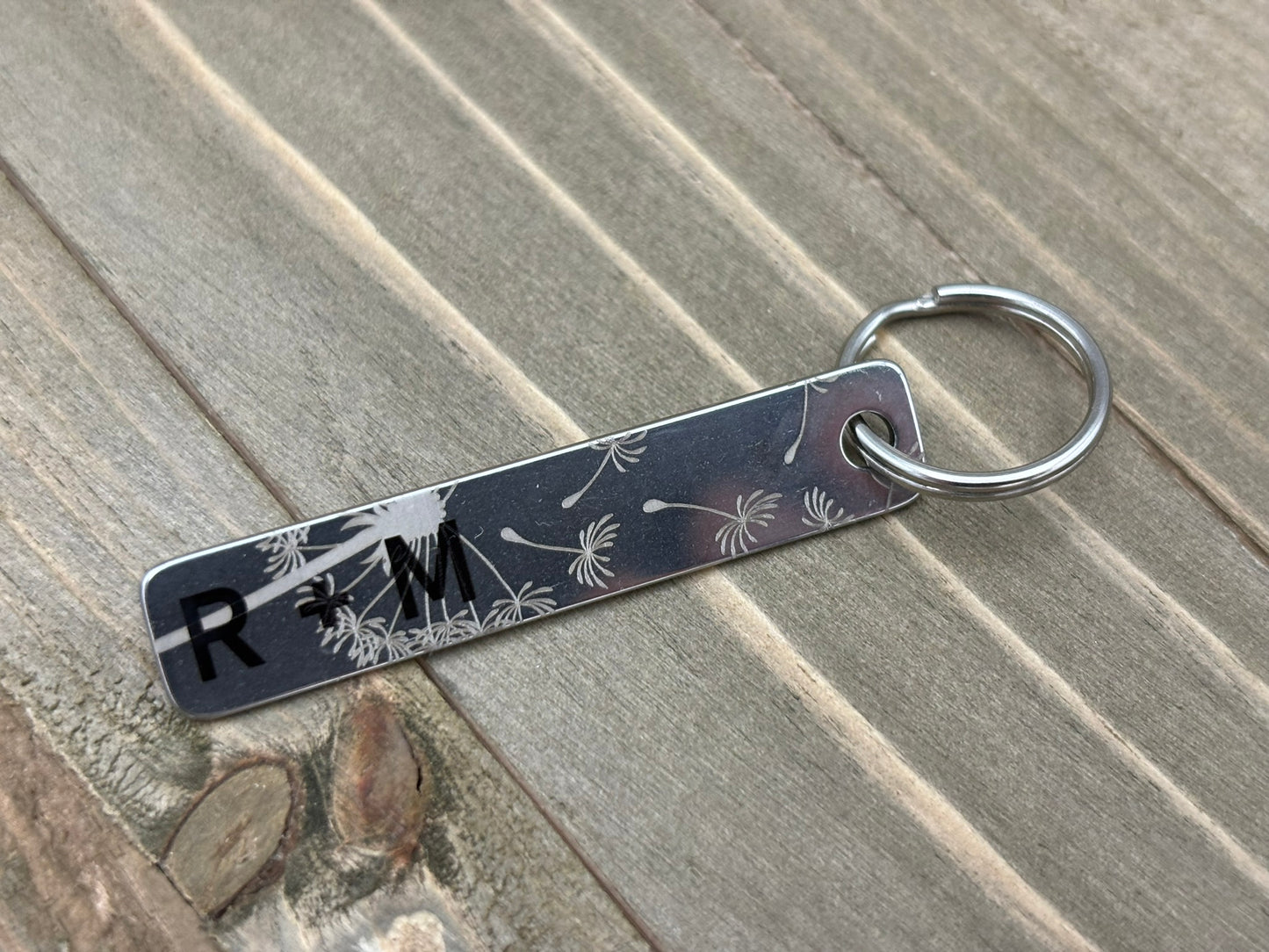 Personalized Keychain, Stainless Steel Flat 2 sides