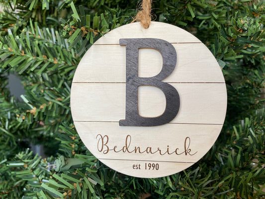 Personalized 'Initial' Last Name Christmas Ornament