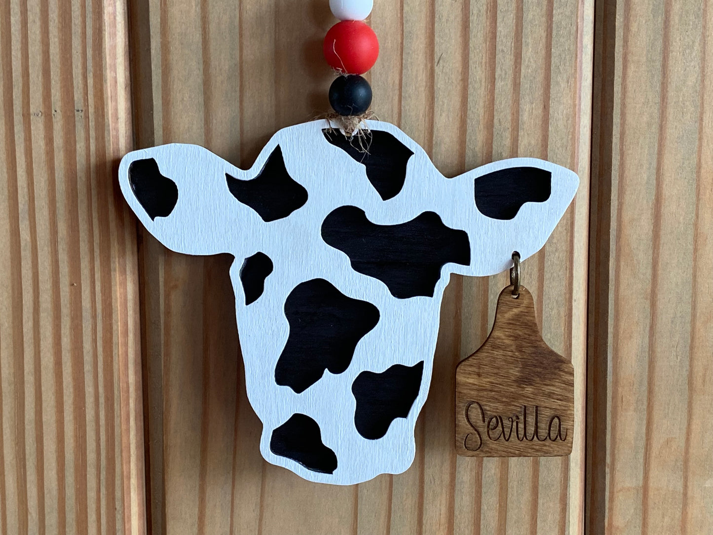 Cow Car Charm with Personalized Ear Tag
