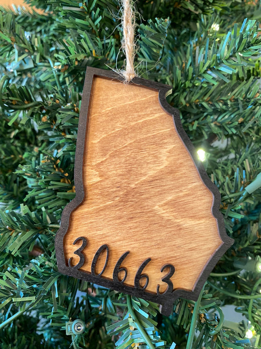 Georgia Christmas Ornament, custom Zip Code