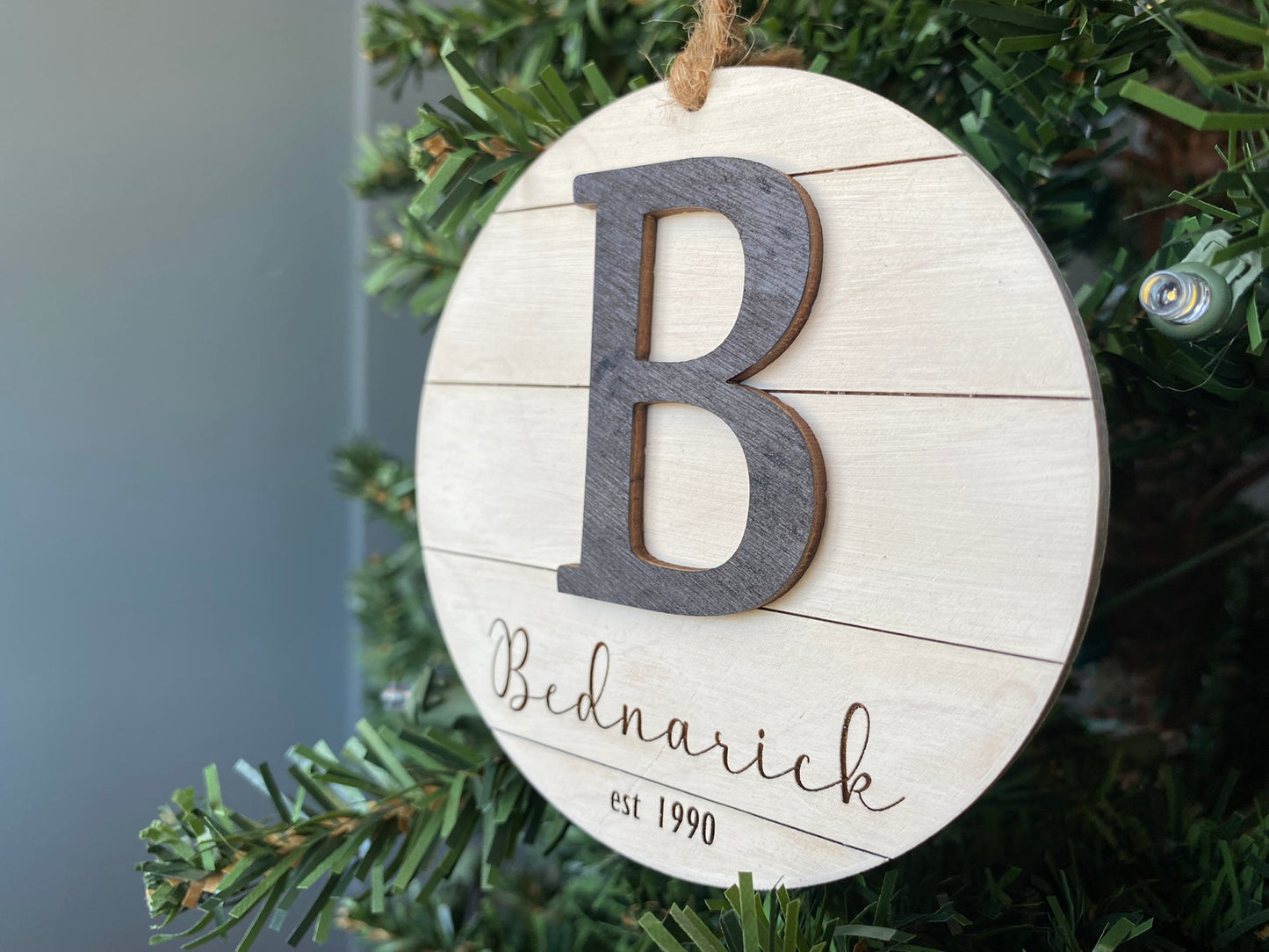 Personalized 'Initial' Last Name Christmas Ornament