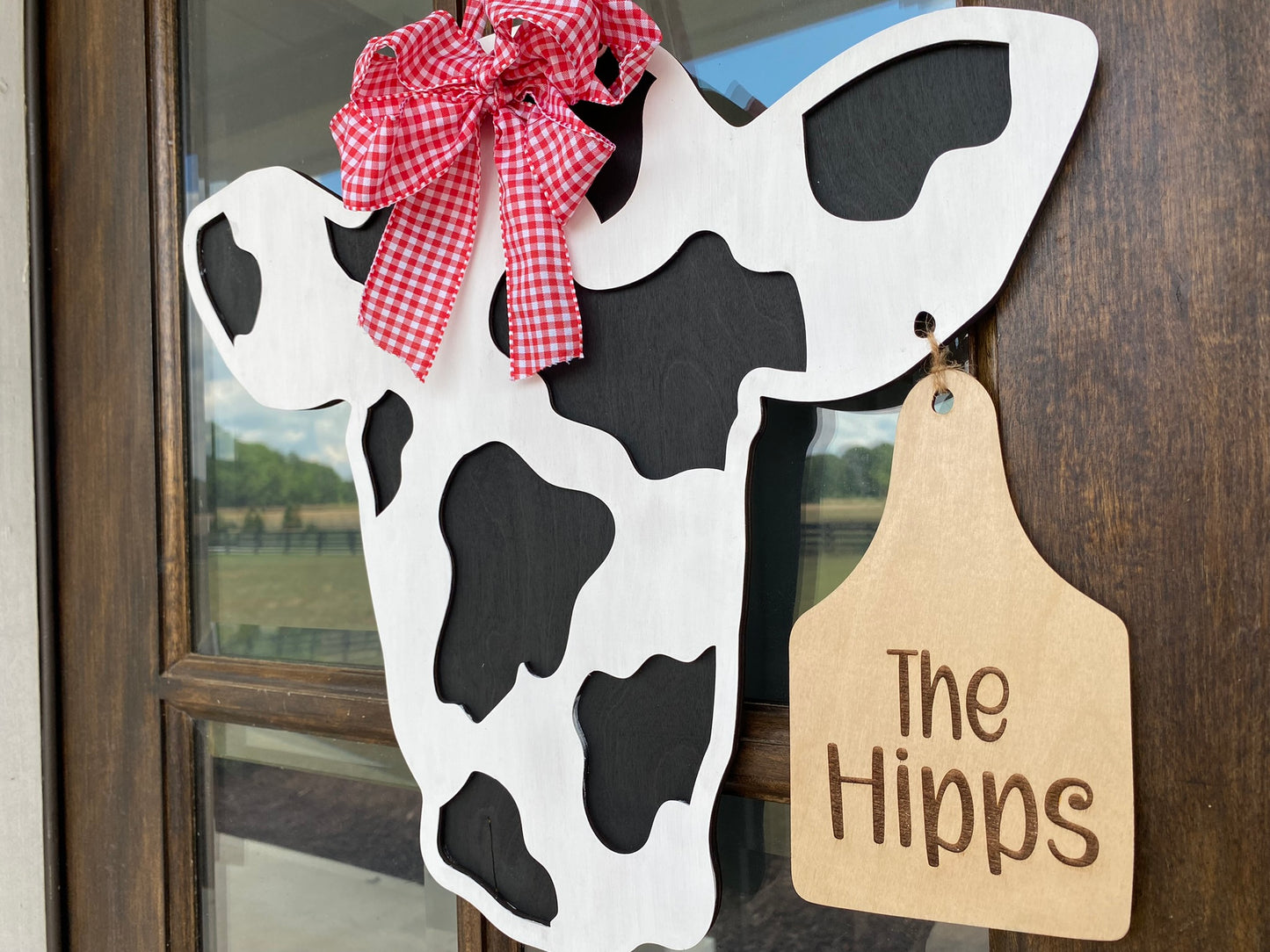 Cow Front Door Sign, Personalized