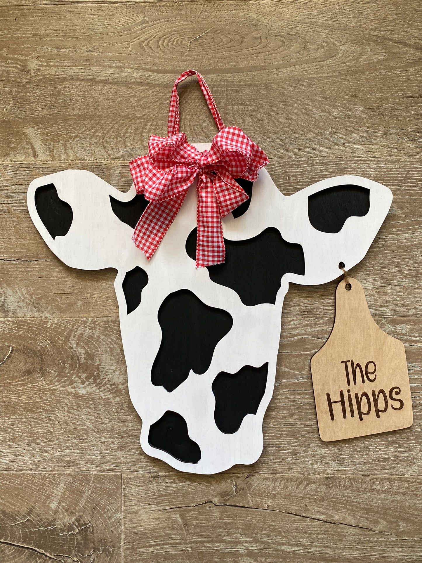 Cow Front Door Sign, Personalized