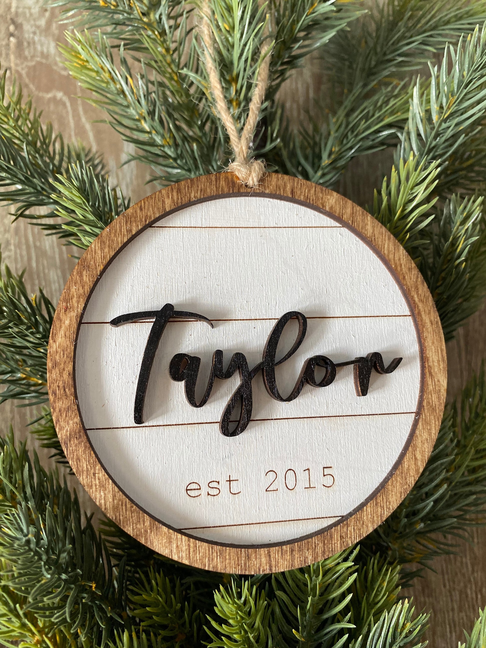 Personalized Christmas Ornament Family Farmhouse Round First